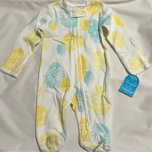 Carter's White and Yellow Egg Patterned Footie